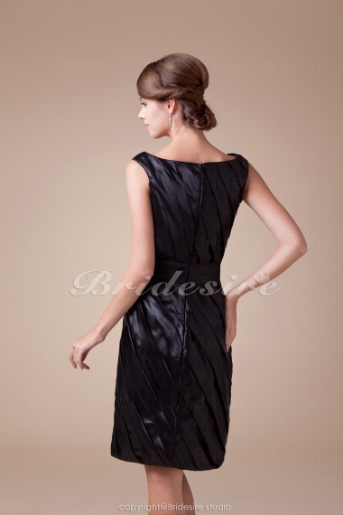 Sheath/Column Scoop Knee-length Long Sleeve Sleeveless Stretch Satin Dress