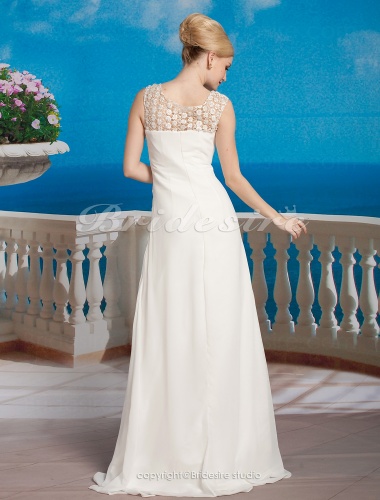 Sheath/ Column Chiffon Floor-length Square Wedding Dress