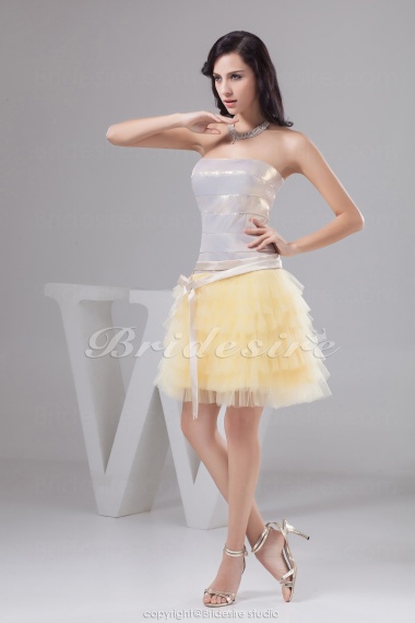 Ball Gown Strapless Short/Mini Sleeveless Taffeta Tulle Dress