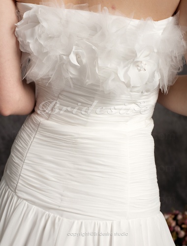 Ball Gown Organza Sweep/Brush Train Strapless Wedding Dress