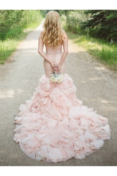 Trumpet/Mermaid Sweetheart Sleeveless Organza Wedding Dress
