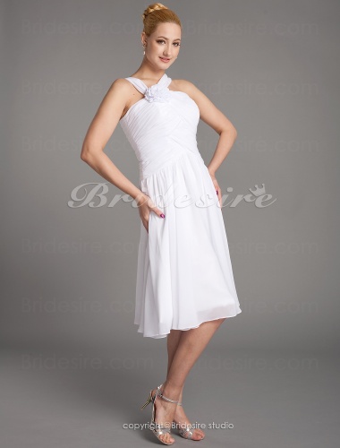 A-line Chiffon Knee-length Straps Mother of the Bride Dress