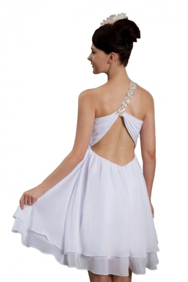 A-line Princess Halter Knee-length Chiffon Prom Dress