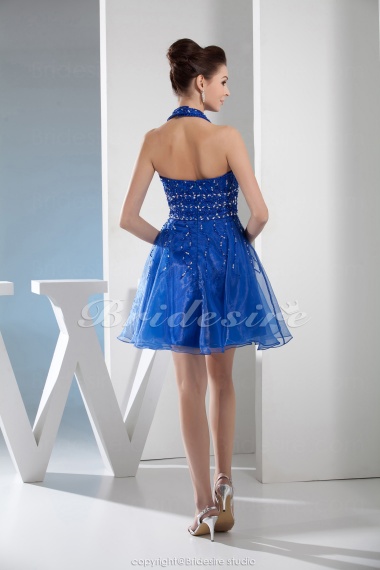 A-line Halter Knee-length Sleeveless Organza Dress