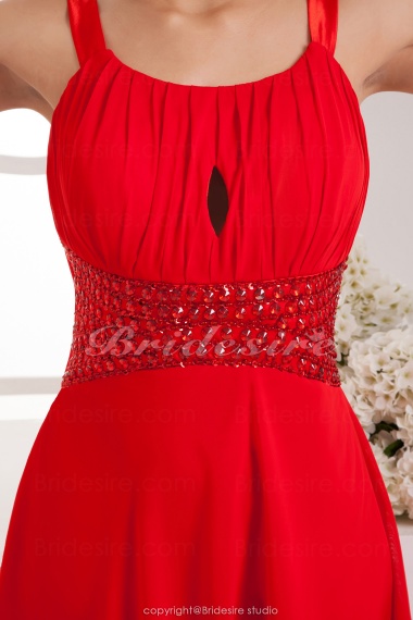 A-line Spaghetti Straps Knee-length Sleeveless Chiffon Dress