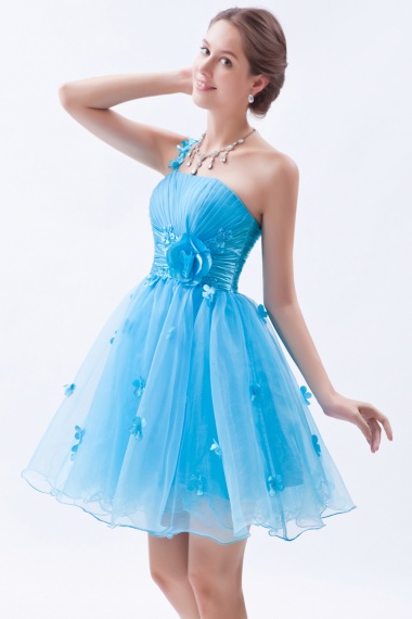 Princess One Shoulder Short/Mini Organza Prom Dress