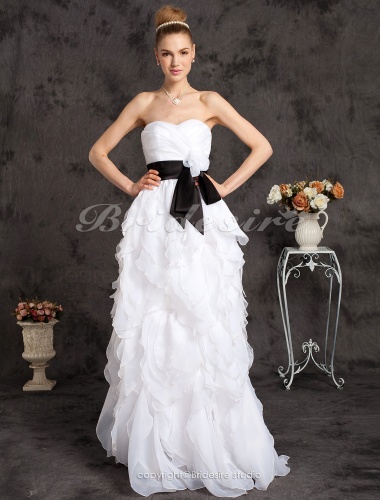 A-line Floor-length Organza Sweetheart Strapless Princess Wedding Dress