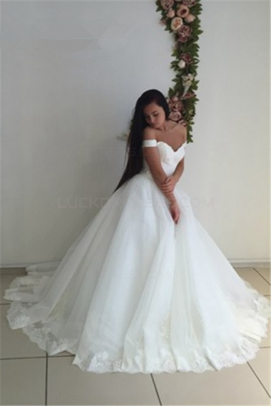 Ball Gown Off-the-shoulder Sleeveless Organza Wedding Dress