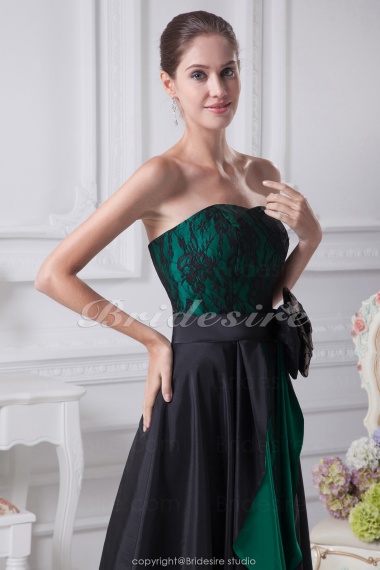 A-line Sweetheart Asymmetrical Short/Mini Sleeveless Taffeta Lace Dress