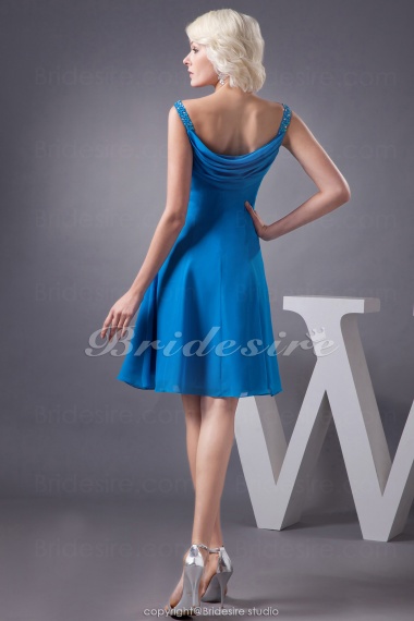 A-line Square Short/Mini Sleeveless Chiffon Bridesmaid Dress