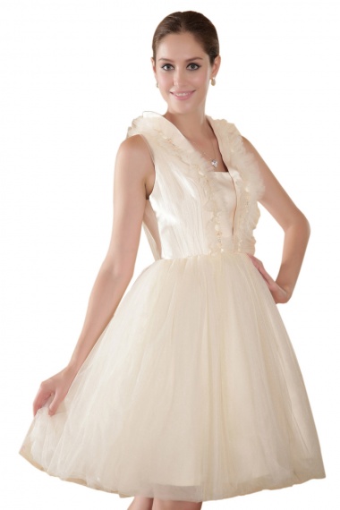 A-line Strapless Asymmetrical Organza Prom Dress