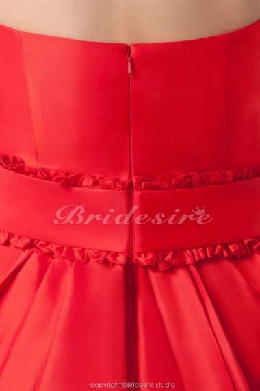 A-line Strapless Short/Mini Sleeveless Satin Bridesmaid Dress