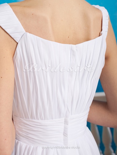 A-line/ Princess Chiffon Knee-length Square Wedding Dress