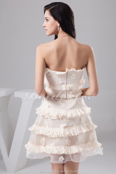 A-line Strapless Short/Mini Sleeveless Satin Dress