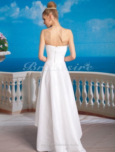 A-line Taffeta Asymmetrical Strapless Wedding Dress