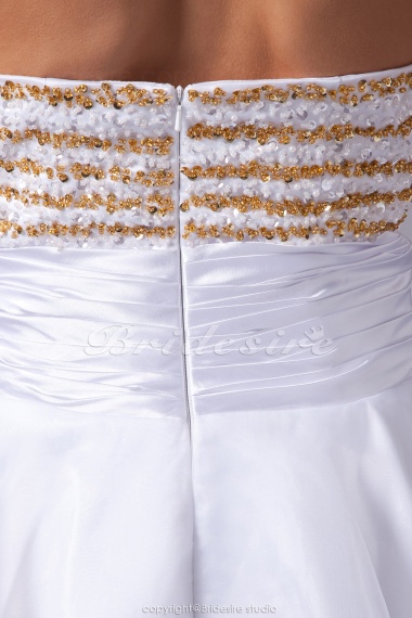A-line Sweetheart Short/Mini Sleeveless Organza Stretch Satin Dress