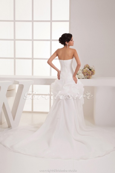 Sheath/Column Sweetheart Asymmetrical Sleeveless Satin Wedding Dress