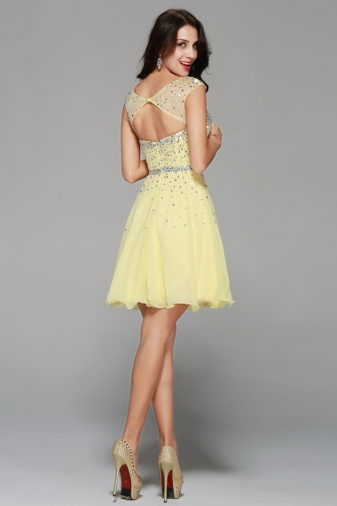 Princess Strapless Knee-length Chiffon Prom Dress
