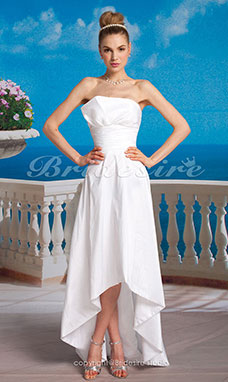 A-line Taffeta Asymmetrical Strapless Wedding Dress
