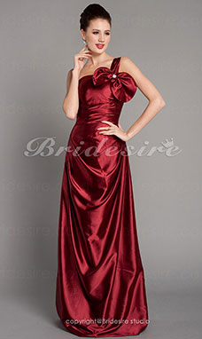 A-line Stretch Satin Floor-length One Shoulder Bridesmaid Dress