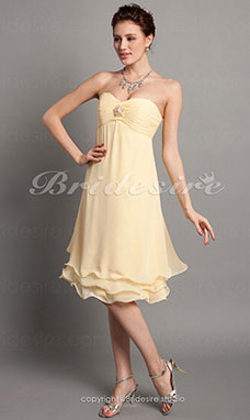 A-line Empire Chiffon Knee-length Strapless Bridesmaid Dress