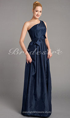 A-line Taffeta Floor-length One Shoulder Mother of the Bride Dress With Bow