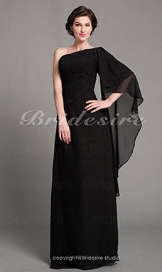 A-line Chiffon Floor-length One Shoulder Mother of the Bride Dress