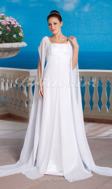 Sheath/ Column Chiffon Square Floor-length Empire Maternity Long Sleeve Wedding Dress