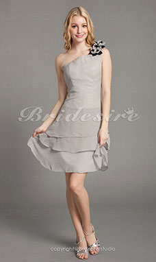 A-line Chiffon Knee-length One Shoulder Mother of the Bride Dress
