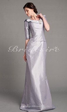 Sheath/Column Taffeta Floor-length V-neck Mother of the Bride Dress