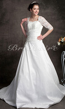 Ball Gown Sweetheart Lace Satin Court Train Wedding Dress