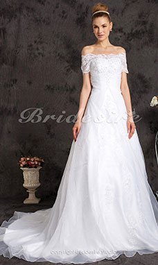 Ball Gown Organza Chapel Train Off-the-shoulder Wedding Dress