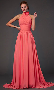 A-line Halter Sleeveless Lace Dress