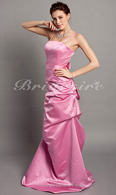 A-line Satin Floor-length Bridesmaid Dress With Pick Up Skirt
