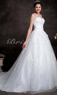 Ball Gown Strapless Chapel Train Sweetheart Wedding Dress