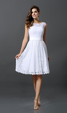 A-line Scoop Sleeveless Lace Dress