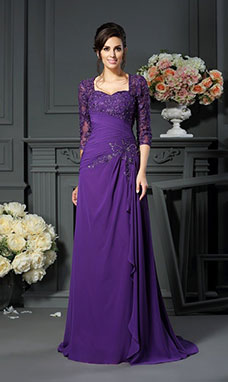 A-line Sweetheart Half Sleeve Chiffon Mother of the Bride Dress