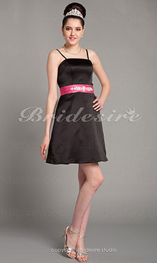 A-line Knee-length Straps Charming Satin Bridesmaid Dress with Removale Straps