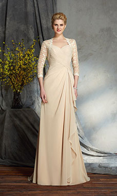A-line Sweetheart 3/4 Length Sleeve Chiffon Mother of the Bride Dress