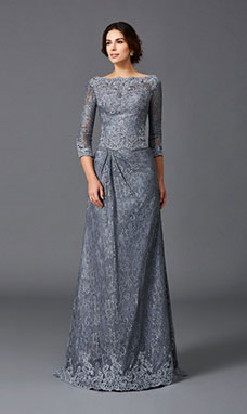 A-line Bateau Sleeveless Lace Mother of the Bride Dress