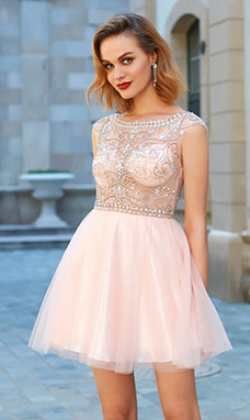 A-line Scoop Sleeveless Tulle Dress