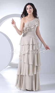 Sheath/Column One Shoulder Floor-length Sleeveless Chiffon Mother of the Bride Dress