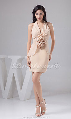 Sheath/Column Halter Short/Mini Sleeveless Chiffon Bridesmaid Dress