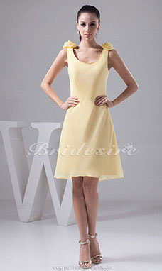 A-line Scoop Knee-length Sleeveless Chiffon Bridesmaid Dress