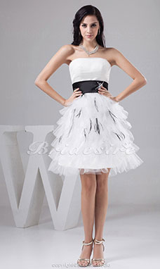 A-line Strapless Short/Mini Sleeveless Tulle Dress