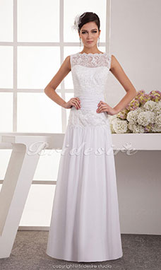 Sheath/Column Bateau Floor-length Sleeveless Chiffon Wedding Dress