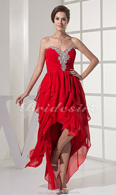 A-line Sweetheart Asymmetrical Sleeveless Chiffon Dress