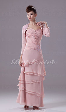 A-line Sweetheart Floor-length 3/4 Length Sleeve Chiffon Dress