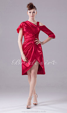Sheath/Column V-neck Short/Mini Short Sleeve Stretch Satin Dress