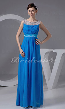 A-line Jewel Straps Floor-length Sleeveless Chiffon Dress
